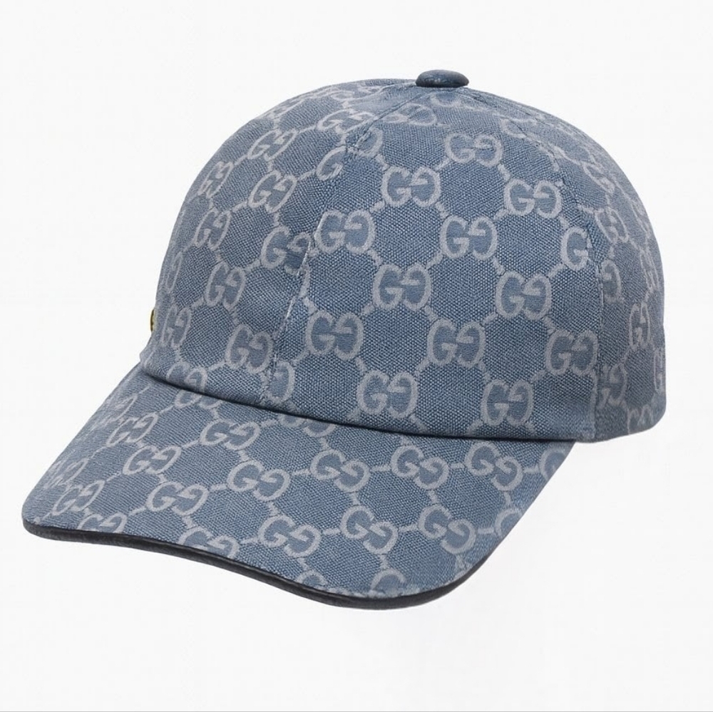 Gucci Blue Grey GG Canvas Baseball Cap Size M